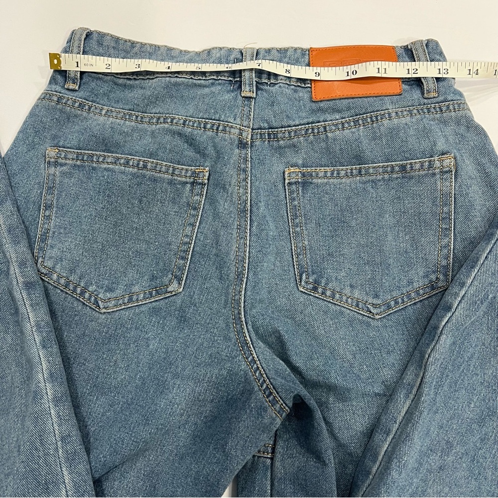 Princess Polly Wide Leg Cargo Jeans US 2 High Rise Light Wash Denim - Picture 9 of 10
